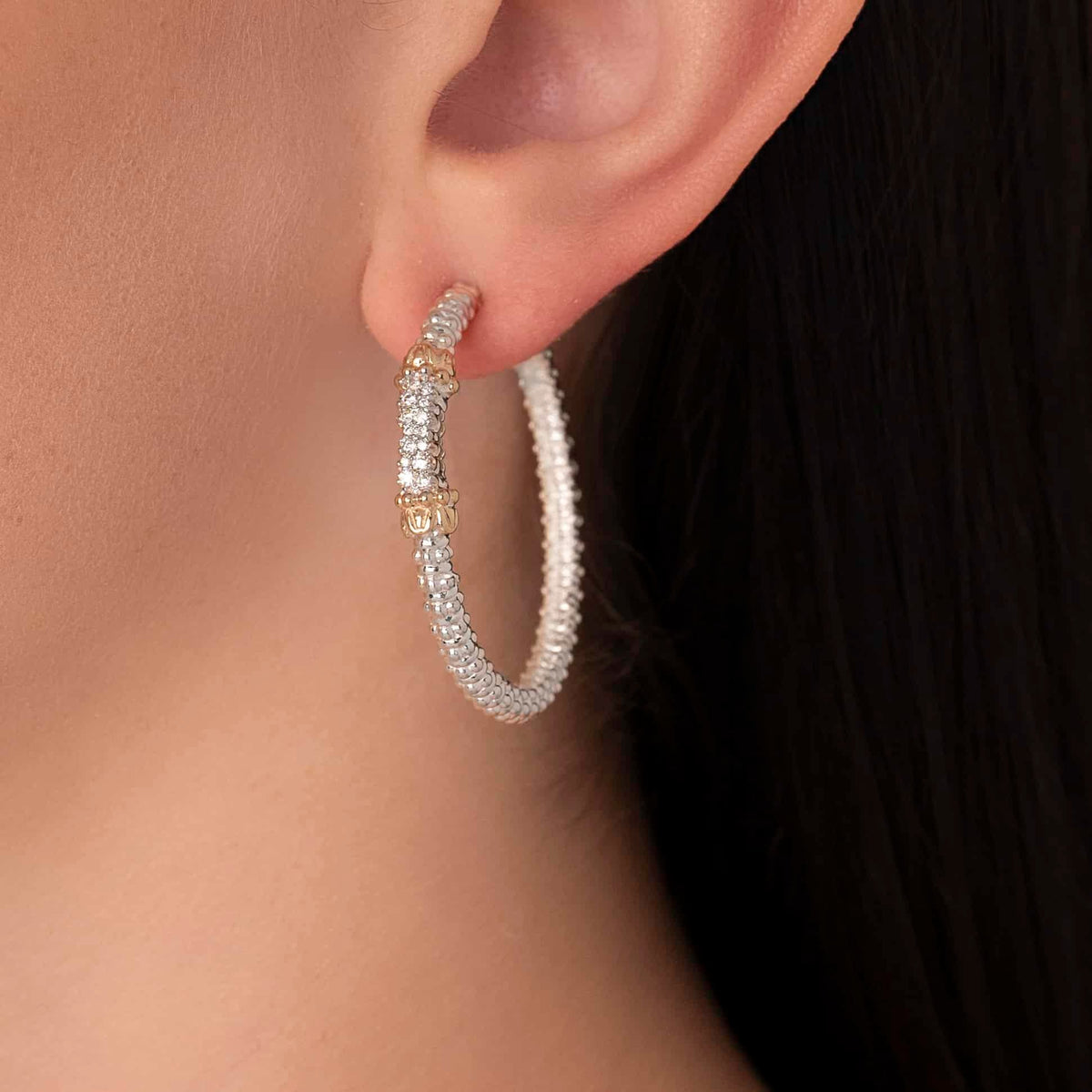 VAHAN Multi-Pavé Diamond Hoops | 43065D — detail view 3