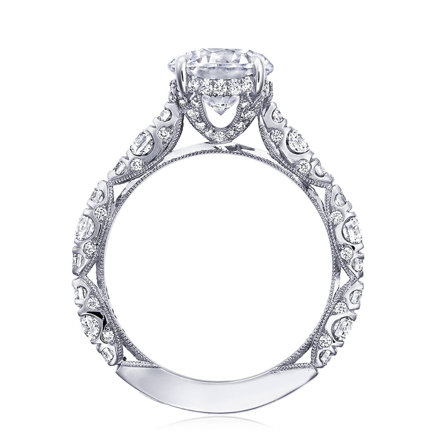 18KW Petite Crescent engagement ring