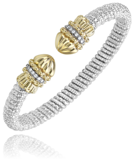 Gold Cap & Diamond Ends Bracelet .11 ctw