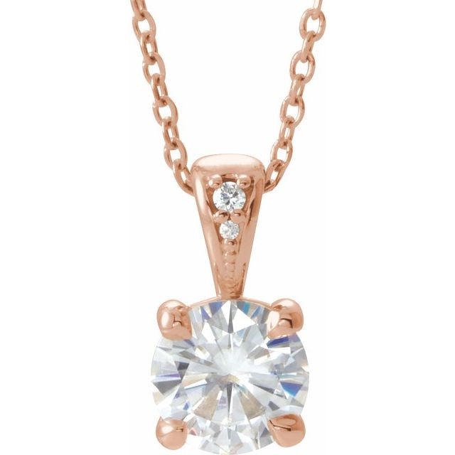 Moissanite & Diamond Accented Solitaire Necklace