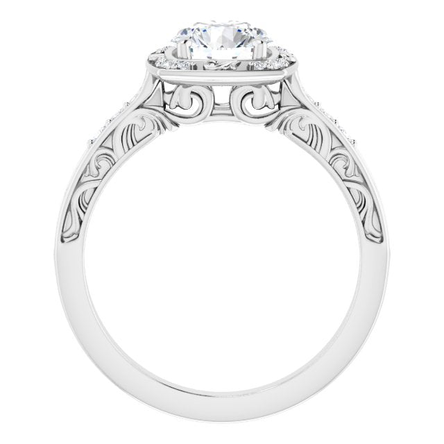 Round Sculptural-Inspired Halo-Style Engagement Ring
