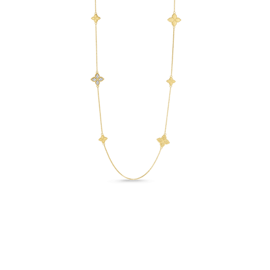 Station Flower Necklace with Diamonds