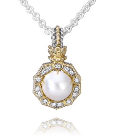 White Pearl and Diamond Pendant