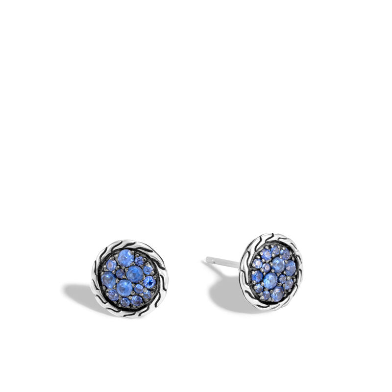 Classic Chain Stud Earring with Blue Sapphrie