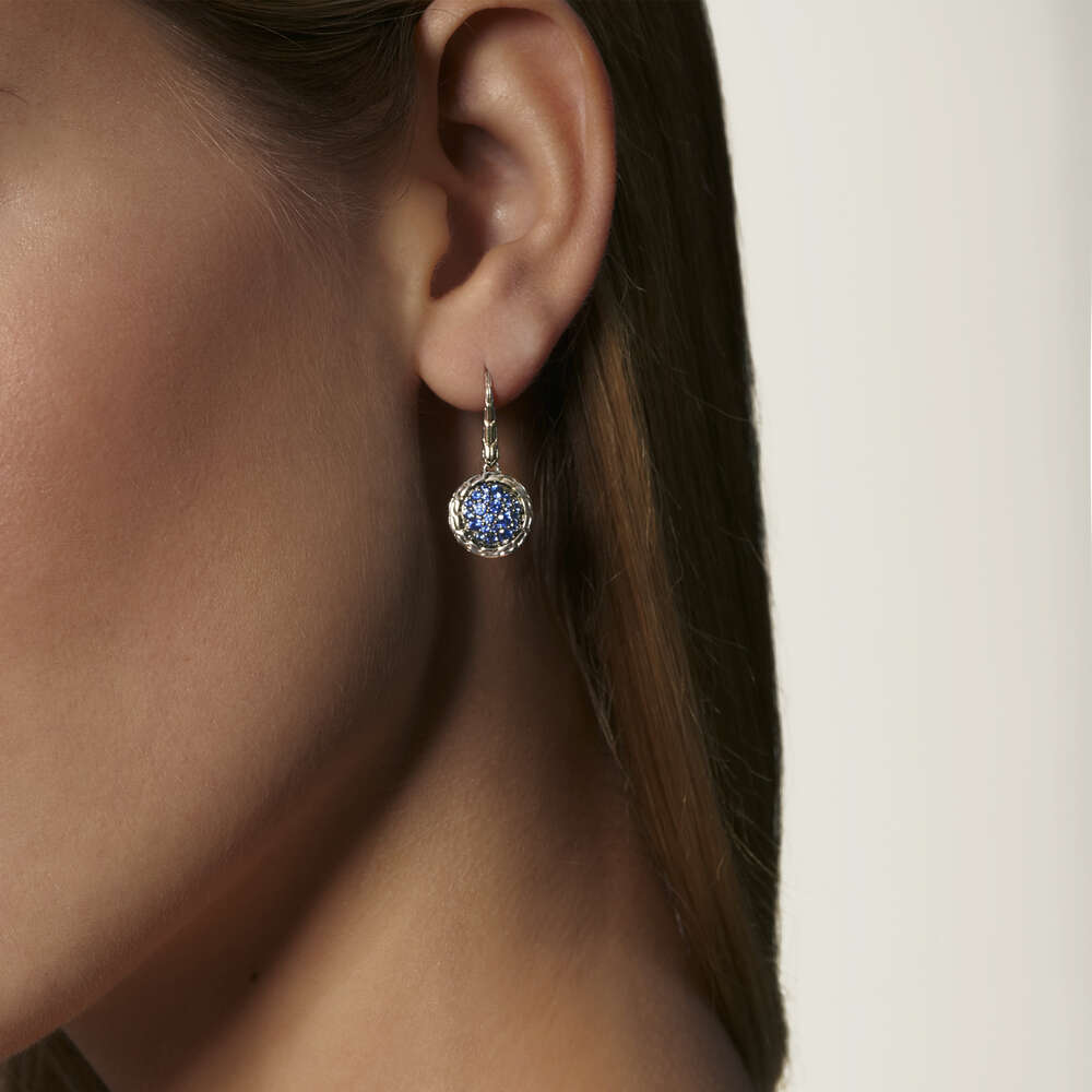 Classic Chain Drop Earring with Blue Sapphire