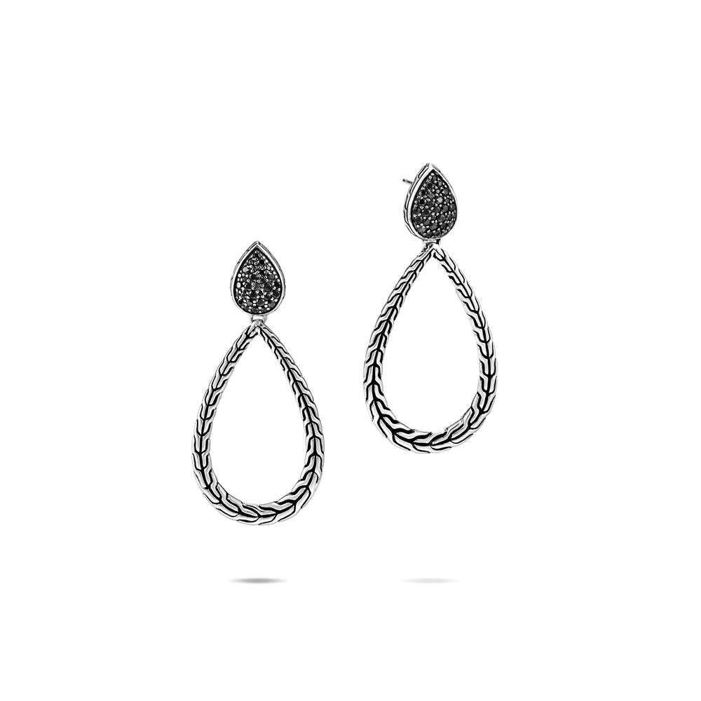 Classic Chain Drop Earring, Black Sapphire, Spinel