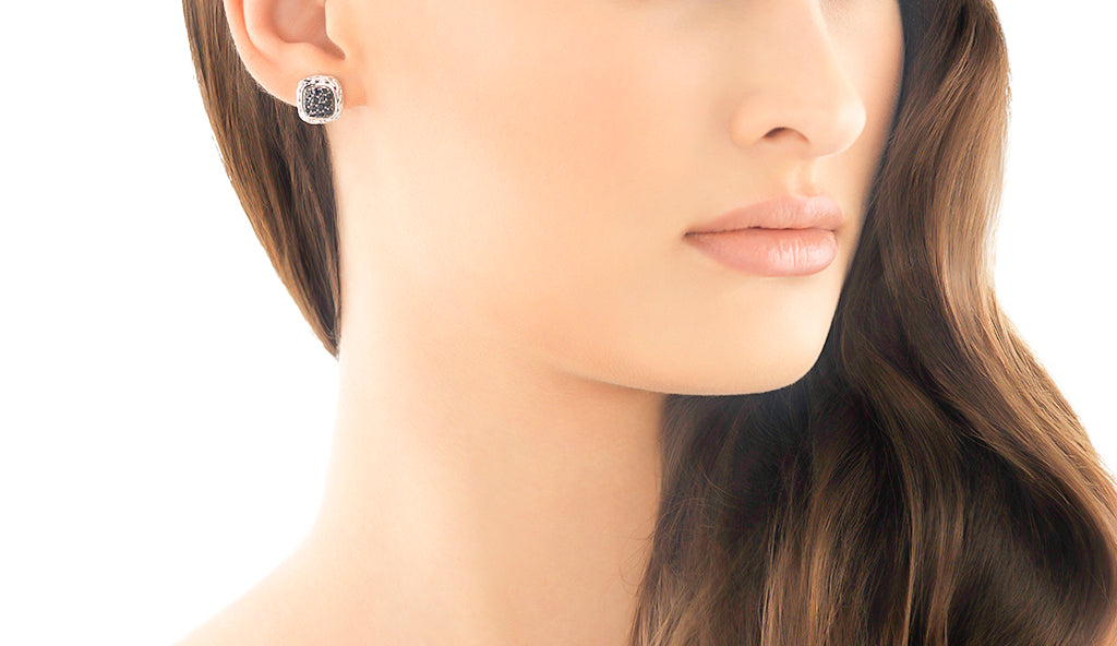Classic Chain Stud Earring with Black Sapphire