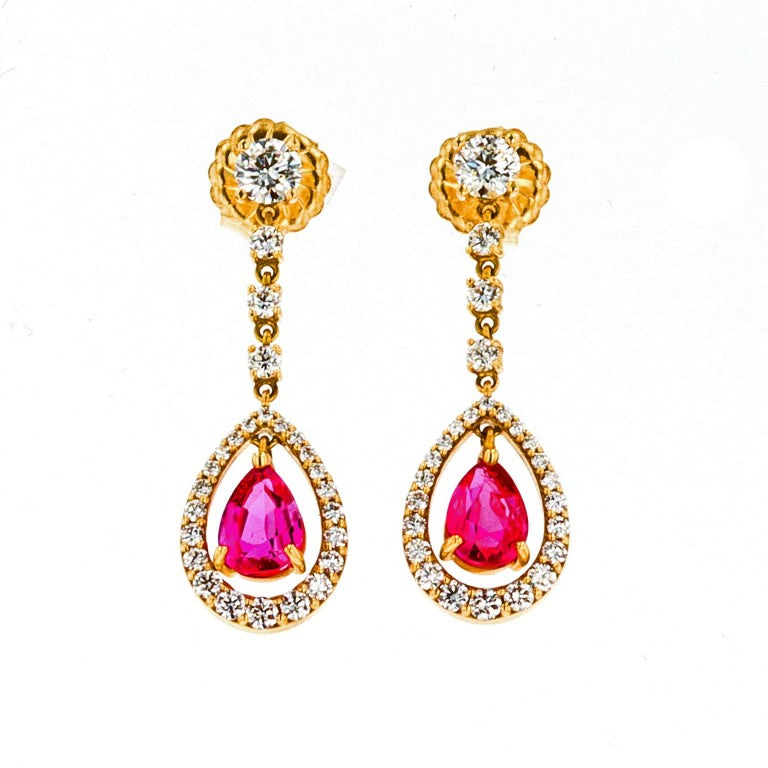 Burma No Heat Ruby & Diamond Earrings