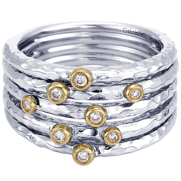 Silver/Yellow gold Wide Band Ladies Ring