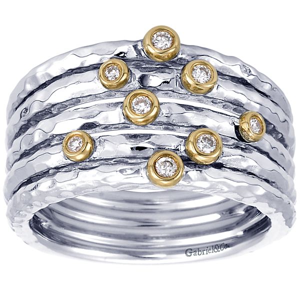 Silver/Yellow gold Wide Band Ladies Ring