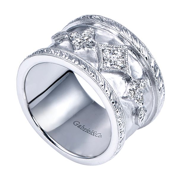 Vintage Silver Wide Band Ladies Ring