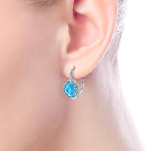Round Rock Crystal/Blue Jade Drop Earrings