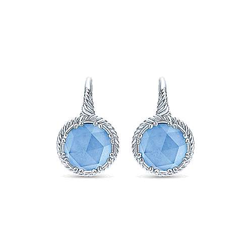 Round Rock Crystal/Blue Jade Drop Earrings