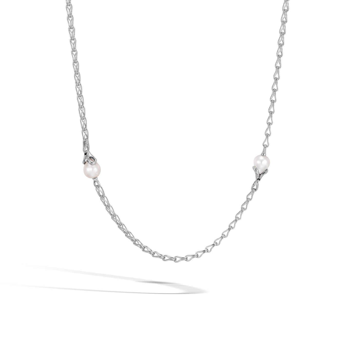Station Necklace with White Fresh Water Pearl