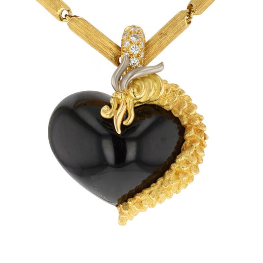 Dunay Gold and Black Onyx Heart Shaped Necklace