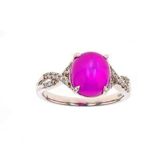 Oval Cabochon Star Ruby and Diamond Ring