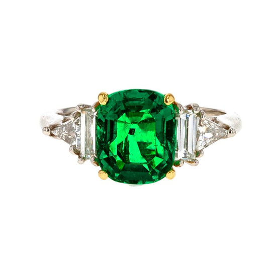Afghanistan Emerald and Diamond Ring