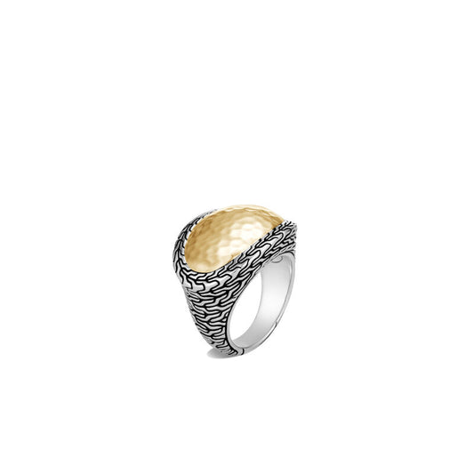 Classic Chain Hammered Ring