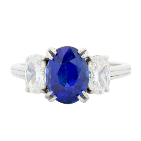 Blue Sapphire & Diamonds Ring
