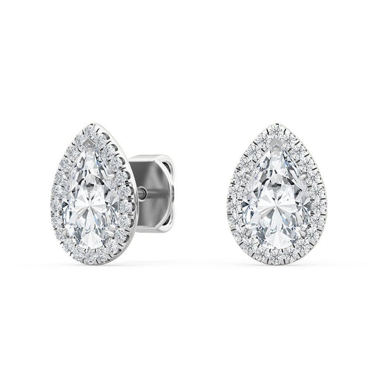 LAB GROWN Pear Diamond Stud Earrings with halo (1.20ctw)