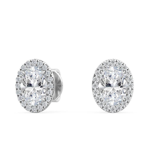 LAB GROWN Oval Diamond Stud Earrings with halo (1.31ctw)