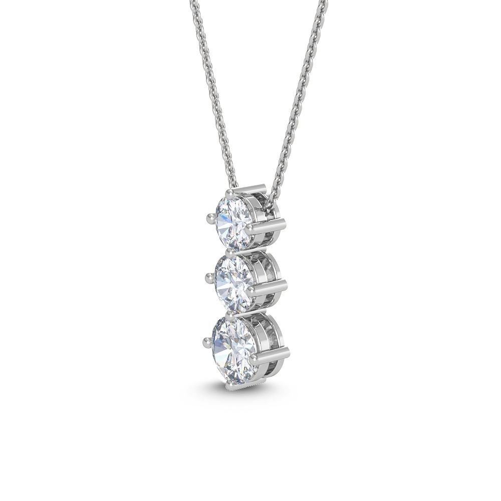 LAB GROWN Three Stone Diamond Pendant with chain (1.40ctw)