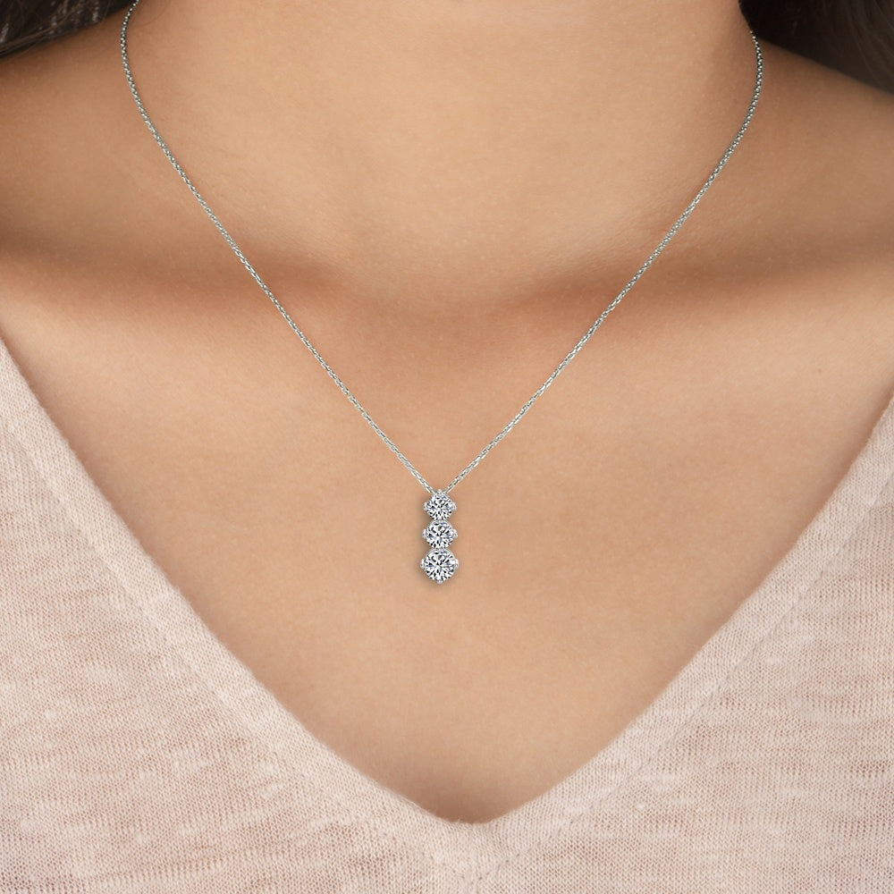 Three Lab Grown Diamond Necklace (1.40ctw)
