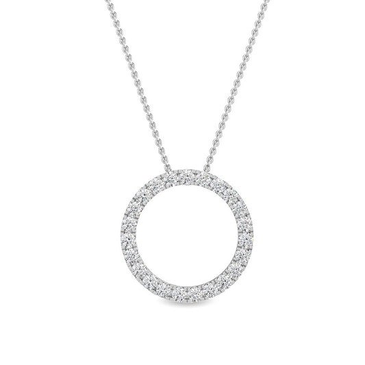 Lab Grown Diamond Circle Pendant with chain (1ctw)
