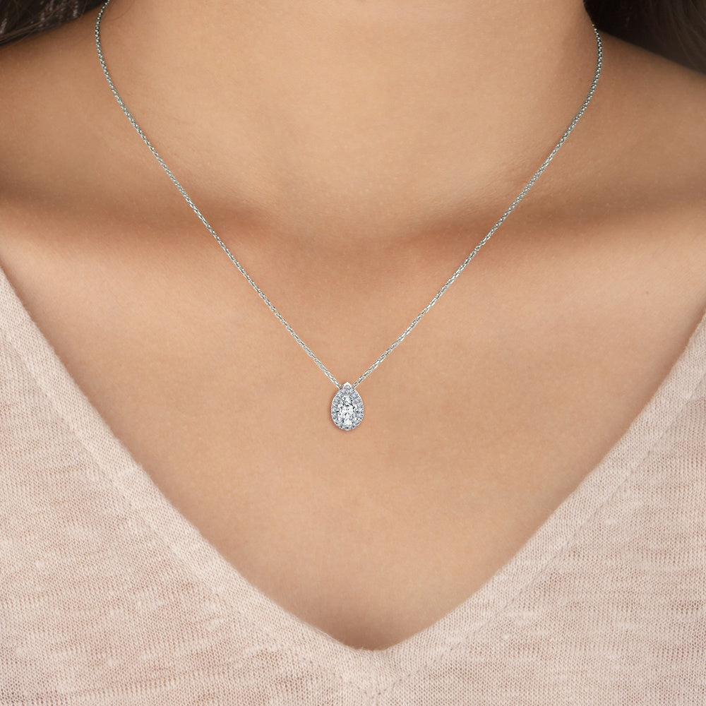 Pear Halo Lab Grown Diamond Necklace (0.83ctw)