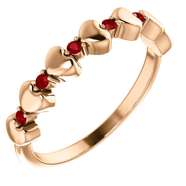 Ruby Stackable Heart Ring