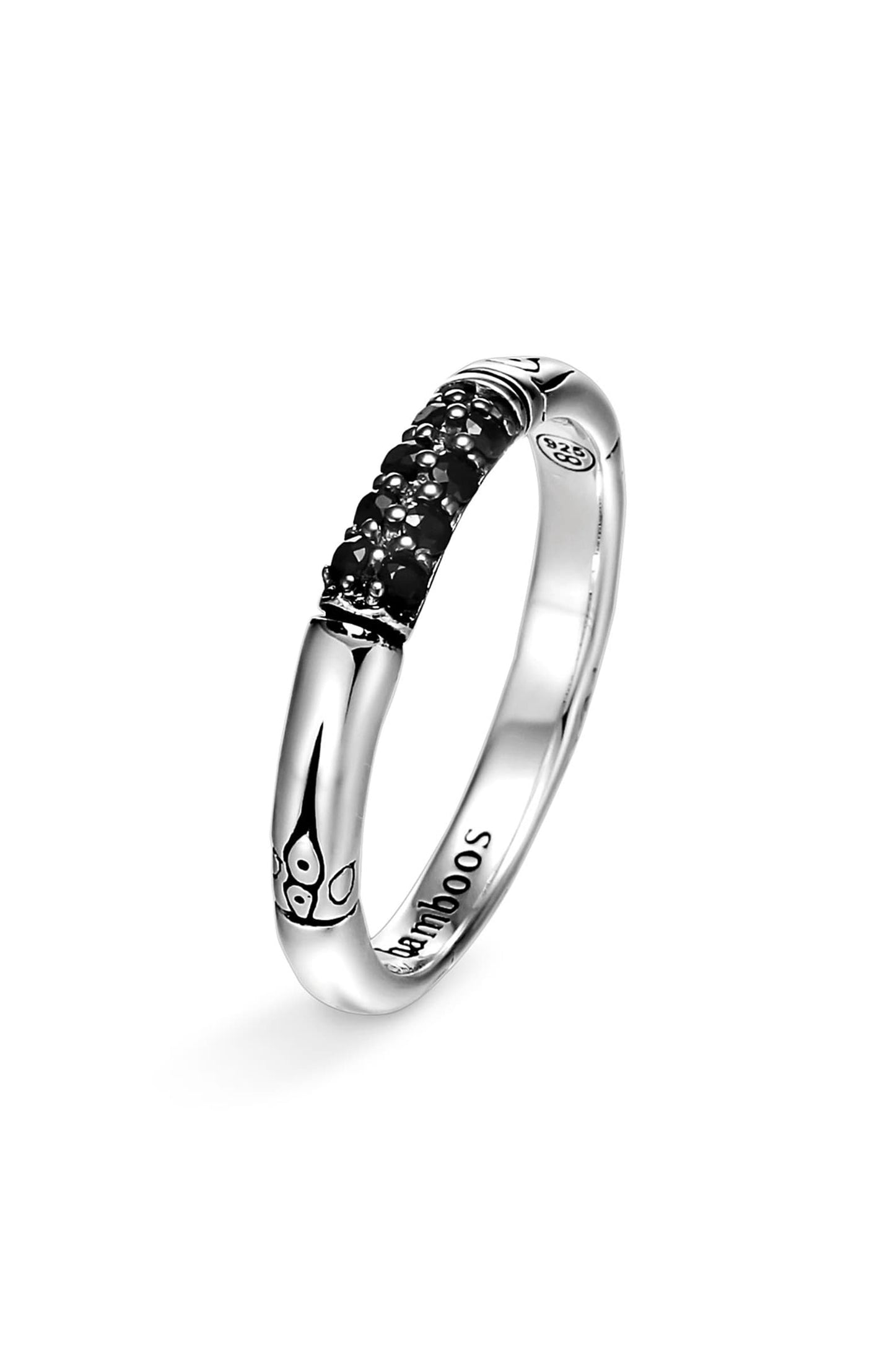 Bamboo Lava Slim Band with Black Sapphires