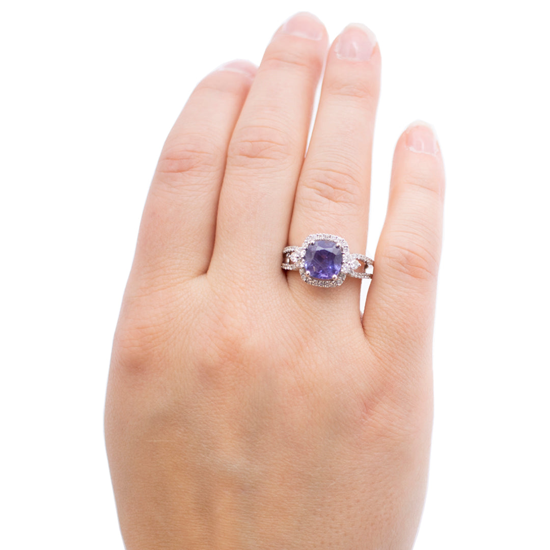Purple Sapphire & Diamonds Ring
