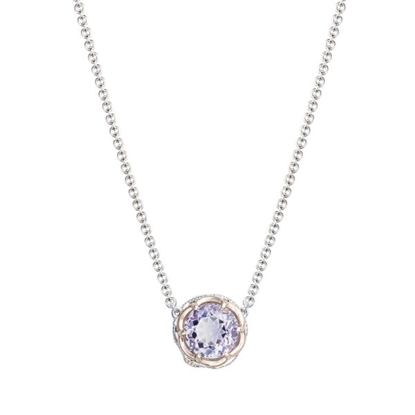 Crescent Station Necklace featuring Rose Amethyst